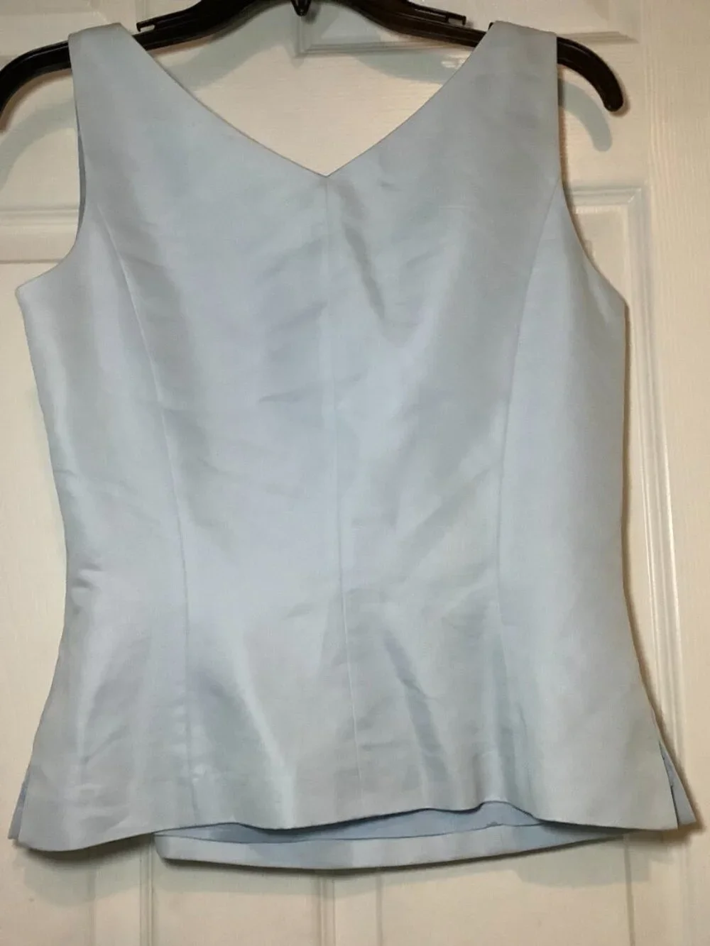Harold's light blue two-piece skirt set